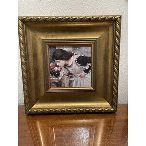young girl with roses flowers John-William-Waterhouse Framed Tick Gold Frame